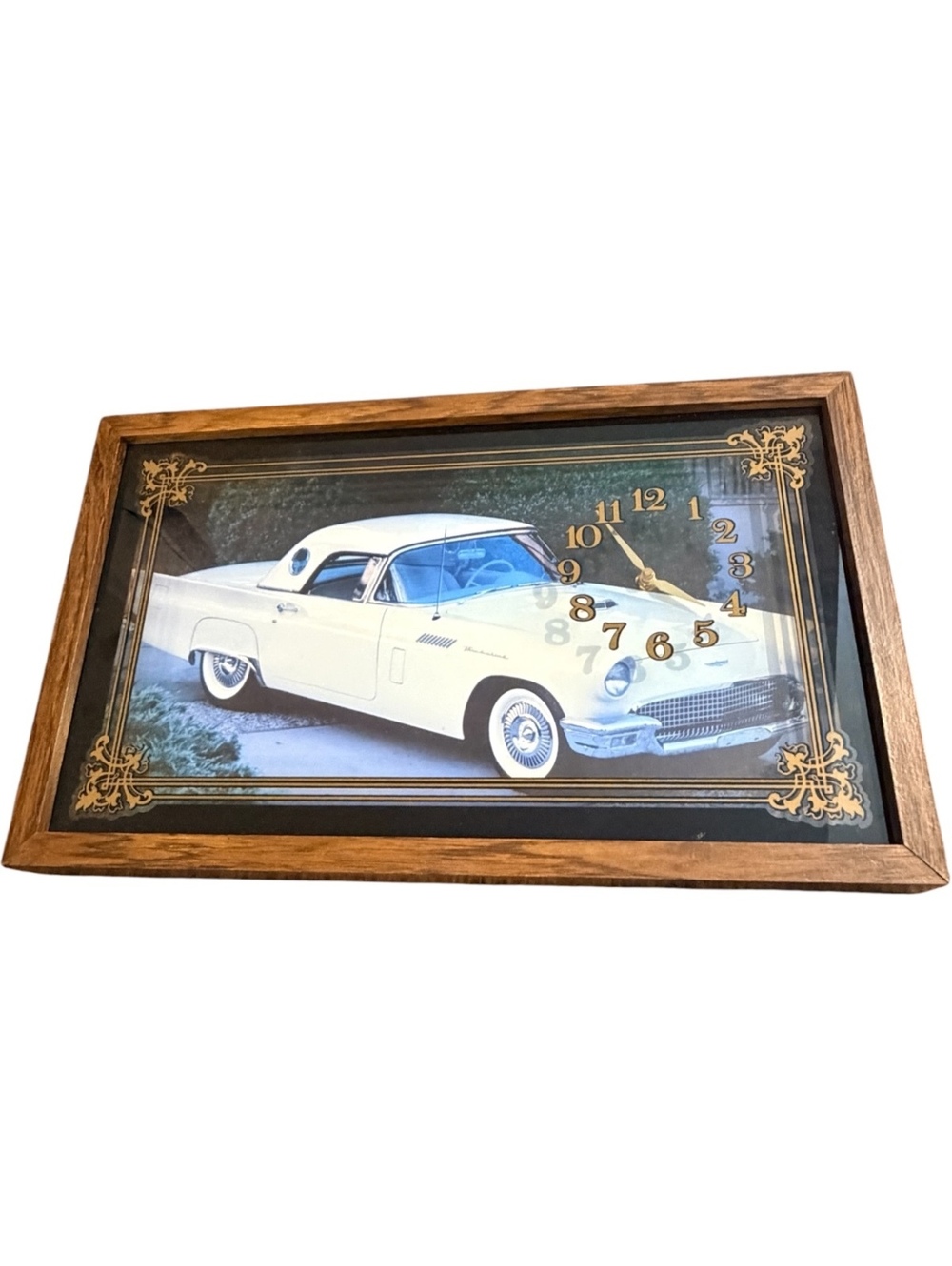 Vintage 1957 Ford Thunderbird Wall Clock Intercraft Industries 12x20 Framed Car